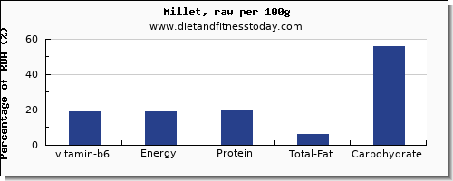 vitamin b6 and nutrition facts in millet per 100g